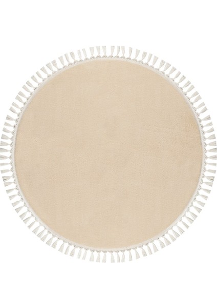 Yuvarlak Puffy Peluş Post , Ponpon Saçaklı Kaymaz Taban Halı 8 Renk