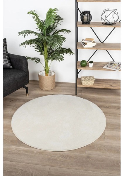 Yuvarlak Puffy Peluş Post , Overloklu Kaymaz Taban Halı 7 Renk