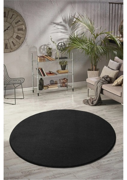 Yuvarlak Puffy Peluş Post , Overloklu Kaymaz Taban Halı 7 Renk