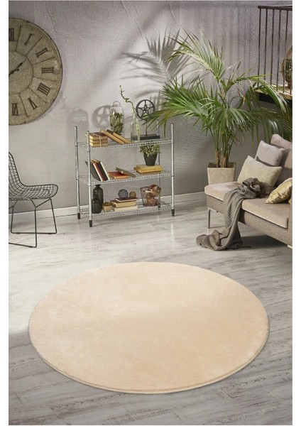 Yuvarlak Puffy Peluş Post , Overloklu Kaymaz Taban Halı 7 Renk