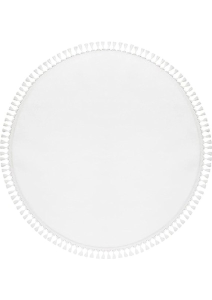 Yuvarlak Puffy Peluş Post , Ponpon Saçaklı Kaymaz Taban Halı 8 Renk