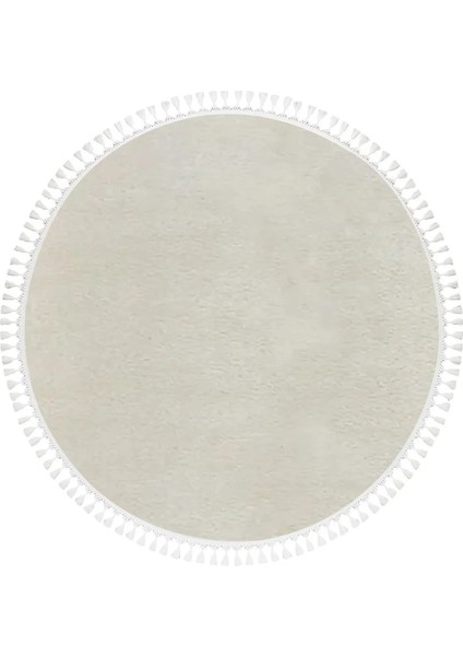 Yuvarlak Puffy Peluş Post , Ponpon Saçaklı Kaymaz Taban Halı 8 Renk