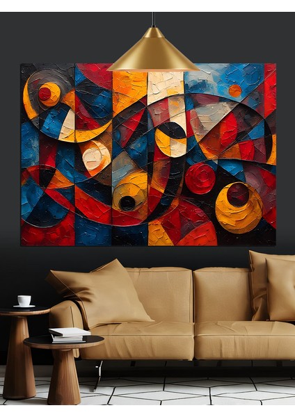 Geometrik Desen Soyut Sanat Dekoratif Kanvas - Mdf Ahşap Tablo
