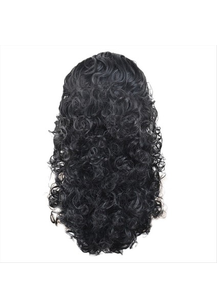 Avrupa ve Amerikan Tarzı Kimyasal Fiber Peruk Uzun Kıvırcık Saç Siyah Yün Kıvırcık Orta Peruk (Yurt Dışından)