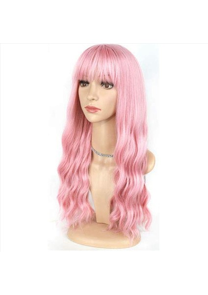 2x Pembe Peruk Patlamalar Uzun Dalgalı Peruk ile Hava Patlaması ile Ipeksi Tam Isıya Dayanıklı Peruk Saç Yedek Doğal Görünümlü Peruk (Yurt Dışından) indirimleri