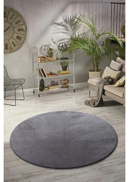 Yuvarlak Puffy Peluş Post , Overloklu Kaymaz Taban Halı 7 Renk