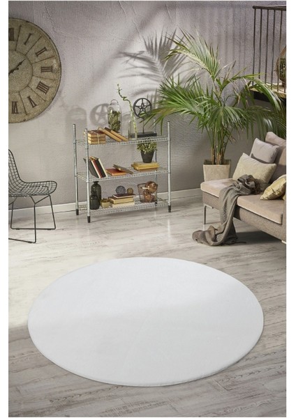 Yuvarlak Puffy Peluş Post , Overloklu Kaymaz Taban Halı 7 Renk