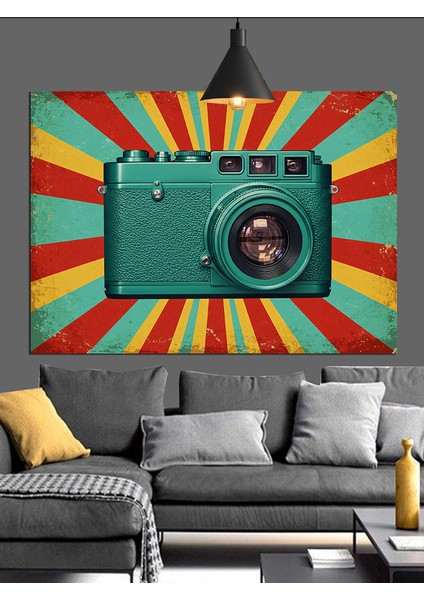 Fotoğraf Makinesi Renkli Pop Art Dekoratif Kanvas - Mdf Ahşap Tablo modelleri