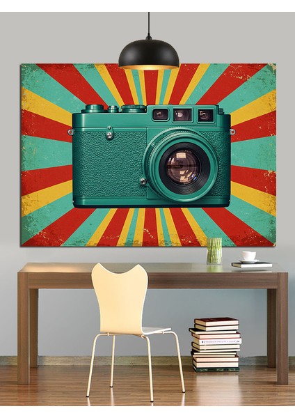 Fotoğraf Makinesi Renkli Pop Art Dekoratif Kanvas - Mdf Ahşap Tablo indirimleri