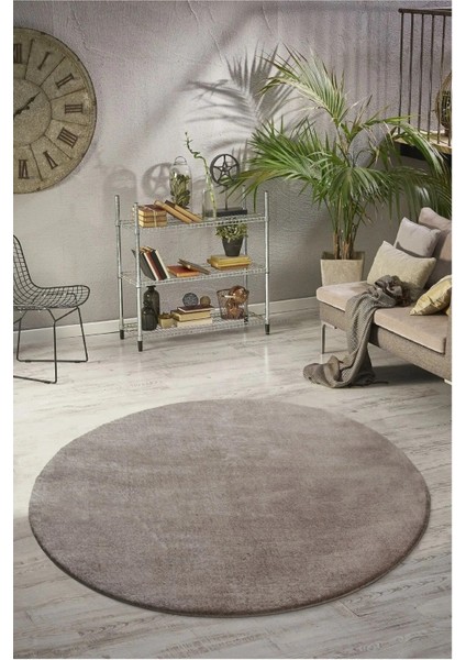 Yuvarlak Puffy Peluş Post , Overloklu Kaymaz Taban Halı 7 Renk