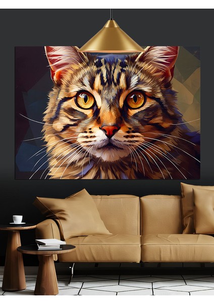 Kedi Yüzü Parlak Gözler Dekoratif Kanvas - Mdf Ahşap Tablo