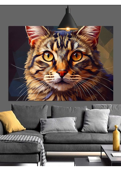 Kedi Yüzü Parlak Gözler Dekoratif Kanvas - Mdf Ahşap Tablo fiyatları