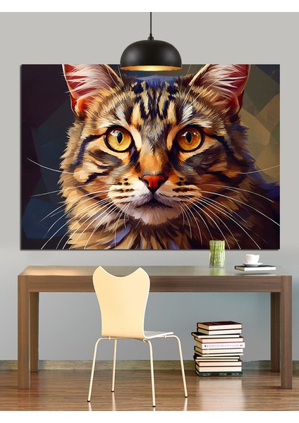 Kedi Yüzü Parlak Gözler Dekoratif Kanvas - Mdf Ahşap Tablo fırsatları