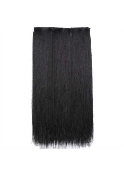 55CM Düz Saç Üç Parçalı Peruk Kadınlar Için Uzun Saç Perukları Cosplay Doğal Saça Dayanıklı Doğal Siyah (Yurt Dışından)