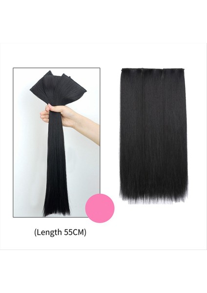 55CM Düz Saç Üç Parçalı Peruk Kadınlar Için Uzun Saç Perukları Cosplay Doğal Saça Dayanıklı Doğal Siyah (Yurt Dışından) fiyatları