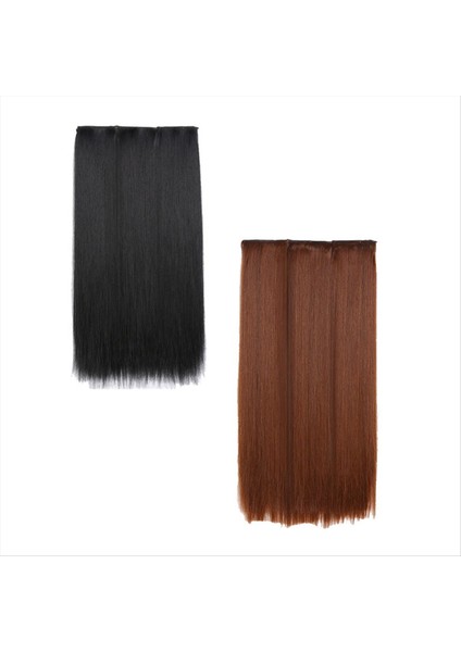 55CM Düz Saç Üç Parçalı Peruk Kadınlar Için Uzun Saç Perukları Cosplay Doğal Saça Dayanıklı Doğal Siyah (Yurt Dışından) indirimleri