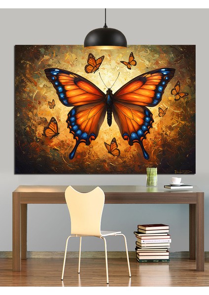 Kelebek Turuncu Kanatlar Sanat Dekoratif Kanvas - Mdf Ahşap Tablo modelleri