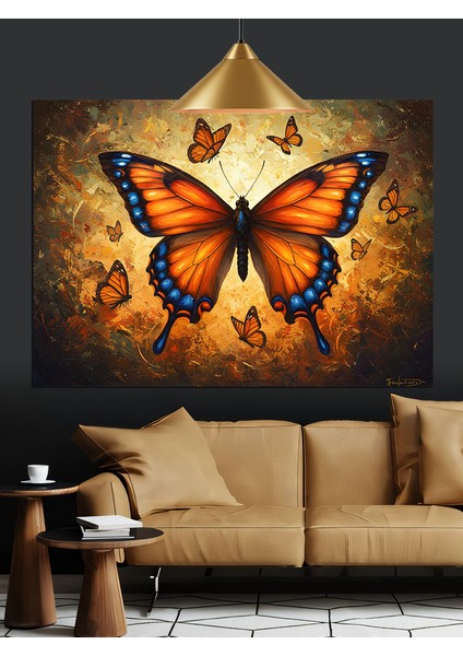 Kelebek Turuncu Kanatlar Sanat Dekoratif Kanvas - Mdf Ahşap Tablo indirimleri