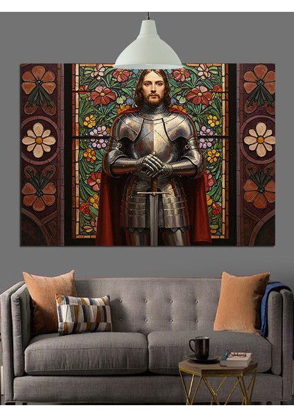 Asker Zırhlı Adam Portresi Dekoratif Kanvas - Mdf Ahşap Tablo fiyatları