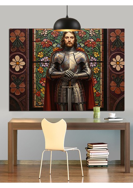 Asker Zırhlı Adam Portresi Dekoratif Kanvas - Mdf Ahşap Tablo modelleri