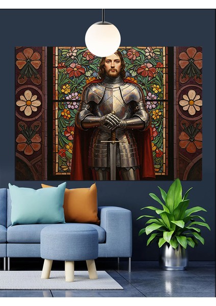 Asker Zırhlı Adam Portresi Dekoratif Kanvas - Mdf Ahşap Tablo fırsatları