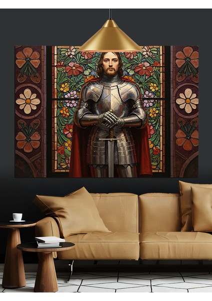 Asker Zırhlı Adam Portresi Dekoratif Kanvas - Mdf Ahşap Tablo indirimleri