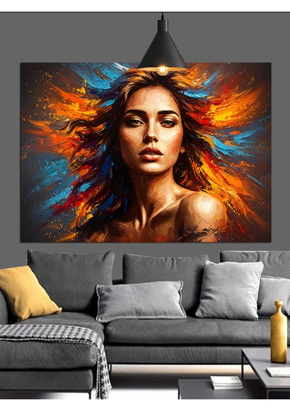 Alevli Kadın Portre Enerji Dekoratif Kanvas - Mdf Ahşap Tablo modelleri