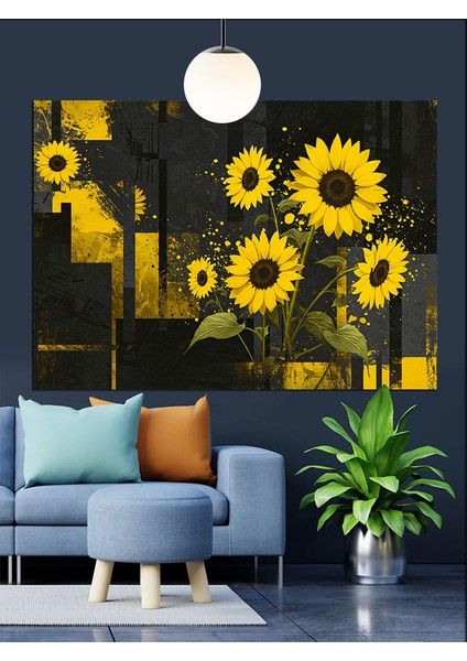 Ayçiçeği Tarlası Parlak Işık Dekoratif Kanvas - Mdf Ahşap Tablo