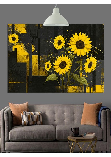 Ayçiçeği Tarlası Parlak Işık Dekoratif Kanvas - Mdf Ahşap Tablo fırsatları