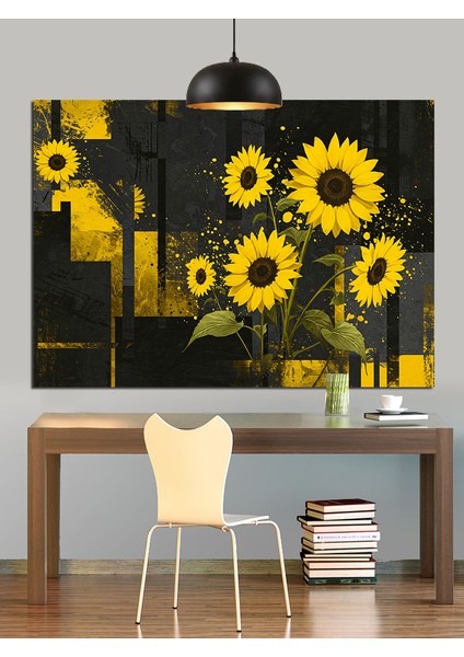 Ayçiçeği Tarlası Parlak Işık Dekoratif Kanvas - Mdf Ahşap Tablo indirimleri