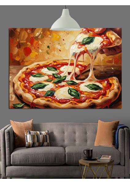 Pizza Taze Fesleğen Mozzarella Dekoratif Kanvas - Mdf Ahşap Tablo fırsatları