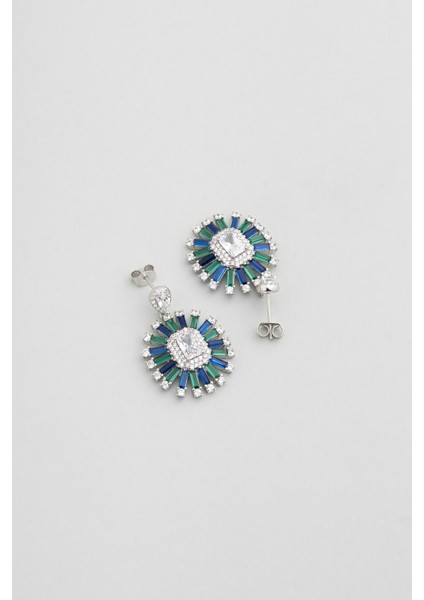 Yakamoz Esintisi 18 Ayar Beyaz Altın Kaplama Gümüş Küpe