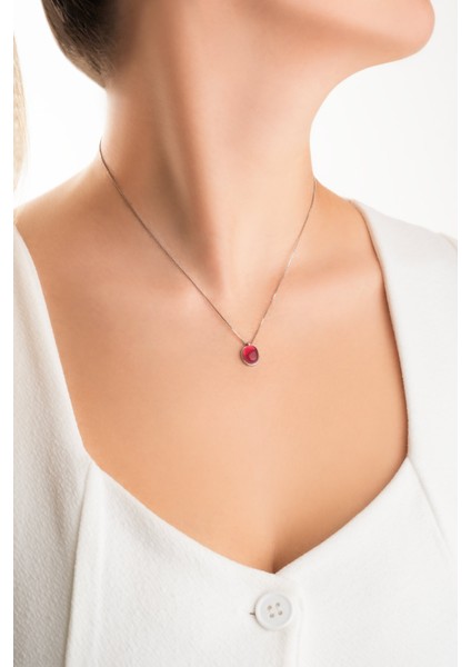 Pembe Aura 18 Ayar Beyaz Altın Kaplama 44 cm Gümüş Kolye fırsatları