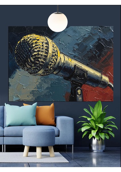 Mikrofon Müzik Vokal Ses Dekoratif Kanvas - Mdf Ahşap Tablo fiyatları