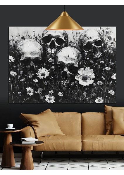 Kurukafa Çiçek Beyaz Siyah Dekoratif Kanvas - Mdf Ahşap Tablo modelleri