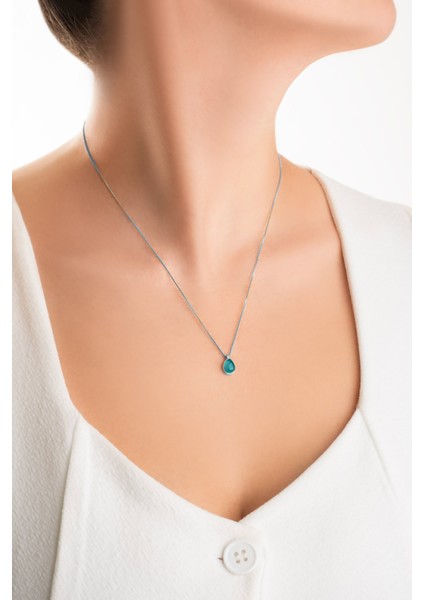 Mavi Ahenk 18 Ayar Beyaz Altın Kaplama 48 cm Gümüş Kolye fırsatları