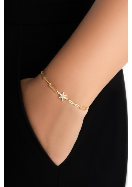 Manolya 18 Ayar Sarı Altın Kaplama 19 cm Gümüş Bileklik fiyatları