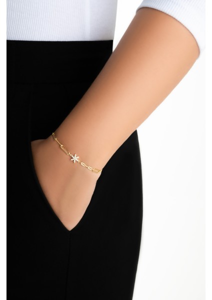 Manolya 18 Ayar Sarı Altın Kaplama 19 cm Gümüş Bileklik fırsatları