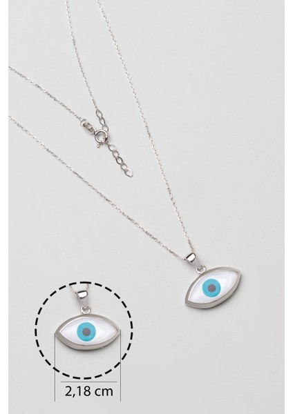 Göz Tılsımı 18 Ayar Beyaz Altın Kaplama 44 cm Gümüş Kolye modelleri