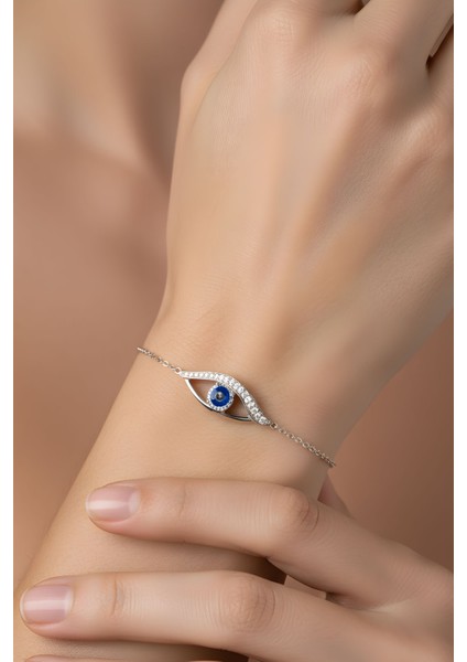 Koruyucu Göz 18 Ayar Beyaz Altın Kaplama 19 cm Gümüş Bileklik fırsatları