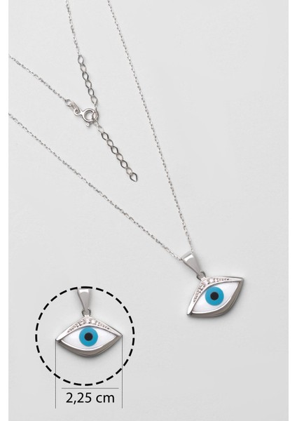 Koruyucu Göz 18 Ayar Beyaz Altın Kaplama 44 cm Gümüş Kolye modelleri