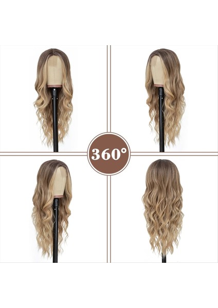 Dalgalı Peruk Orta Dalgalı Peruk Kadın Peruk Kafa Kapağı Dantel Uzun Kıvırcık Saç Günlük Parti Kullanımı Için Uygun 26 Inç (Yurt Dışından) modelleri