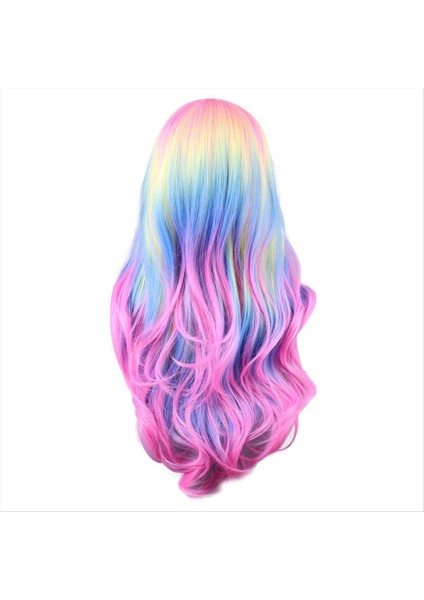 Renkli Gökkuşağı Peruk Avrupa ve American Cosplay Peruk Içinde Sıralı Simülasyon Saçlı Partisi Hayalet Festival Peruk (Yurt Dışından)