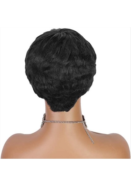 Kısa Peruk Kadın Peruk Insan Kısa Saç Peruk Ceket Saçları Kadınlar ve Kızlar Için Peruklarla (Siyah) (Yurt Dışından) modelleri