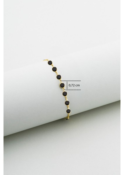 Siyah Işıltı 18 Ayar Sarı Altın Kaplama 19 cm Gümüş Bileklik modelleri