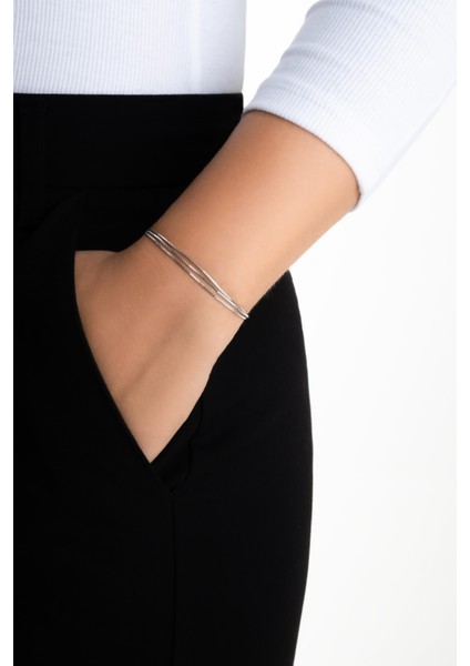 Sonsuz Bağ 18 Ayar Beyaz Altın Kaplama 19 cm Gümüş Üçlü Zincir Bileklik fırsatları