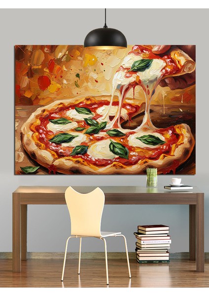 Pizza Taze Fesleğen Mozzarella Dekoratif Kanvas - Mdf Ahşap Tablo indirimleri