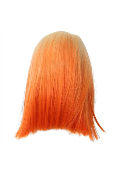 Küçük Dantel Kısa Düz Saç Sentetik Elyaf Peruk Ombre Turuncu Peruk Bob Baş Perisi Cosplay Etkinlik Giyinlik Gece Kulübü (Yurt Dışından)
