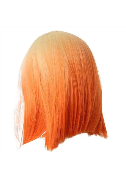 Küçük Dantel Kısa Düz Saç Sentetik Elyaf Peruk Ombre Turuncu Peruk Bob Baş Perisi Cosplay Etkinlik Giyinlik Gece Kulübü (Yurt Dışından) fiyatları