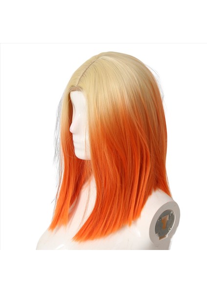 Küçük Dantel Kısa Düz Saç Sentetik Elyaf Peruk Ombre Turuncu Peruk Bob Baş Perisi Cosplay Etkinlik Giyinlik Gece Kulübü (Yurt Dışından) indirimleri
